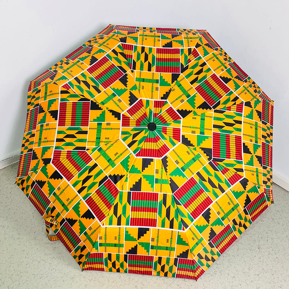 African Kent Printed Umbrella Three fold Windproof Umbrella Travel Daily