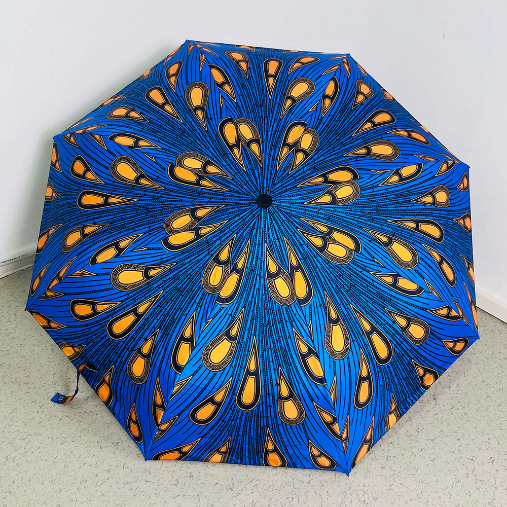 African Kent Printed Umbrella Three fold Windproof Umbrella Travel Daily