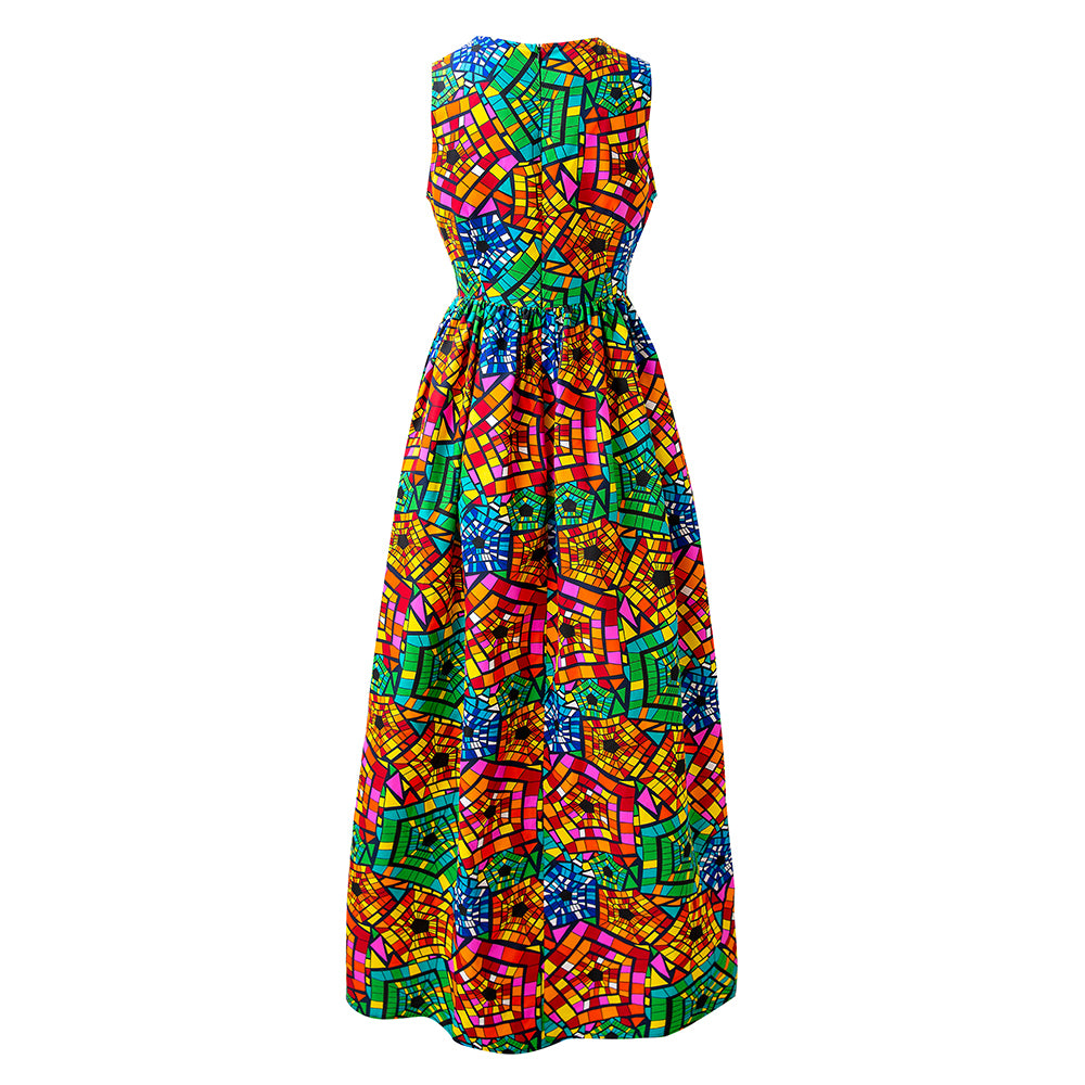 Ankara print sleeveless maxi dresses