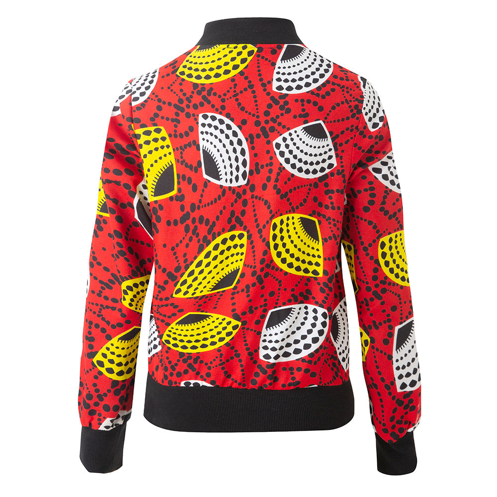 African Print Long Sleeve Bomber Jacket