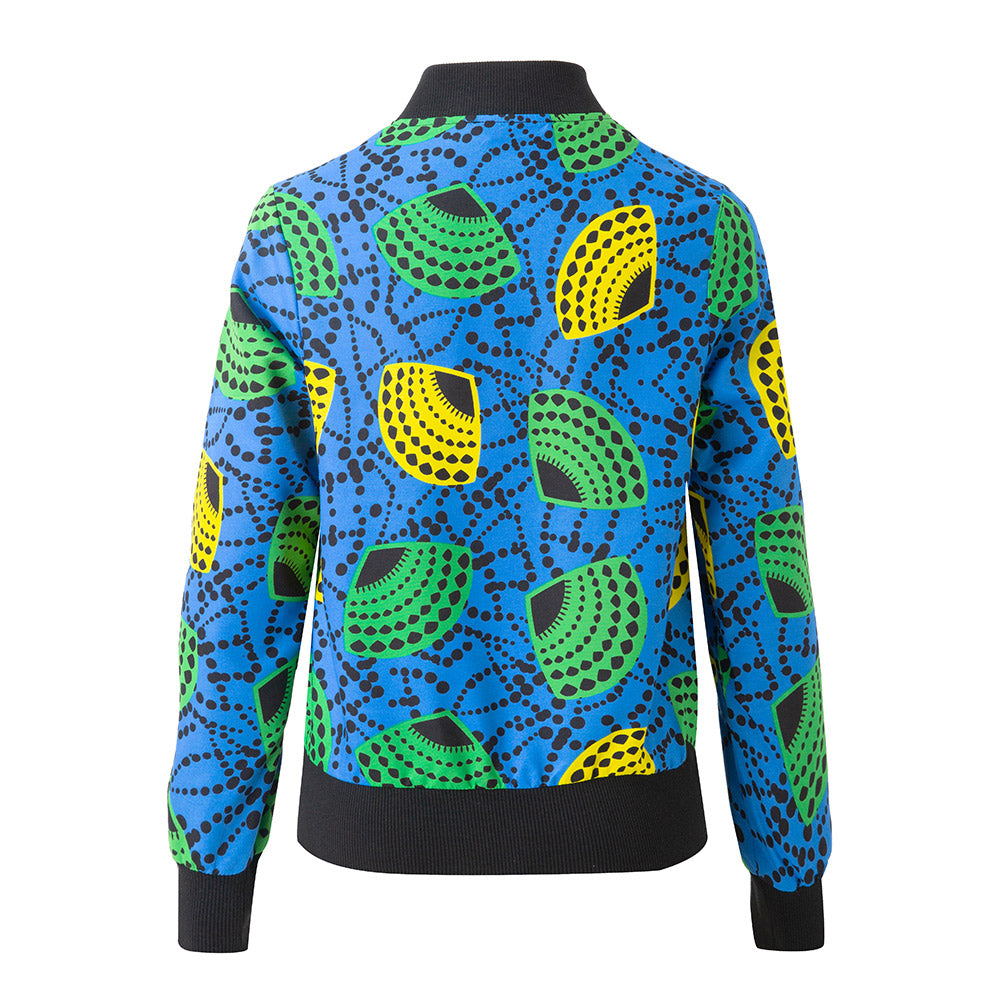 African Ankara Print Blue Jacket For unisex