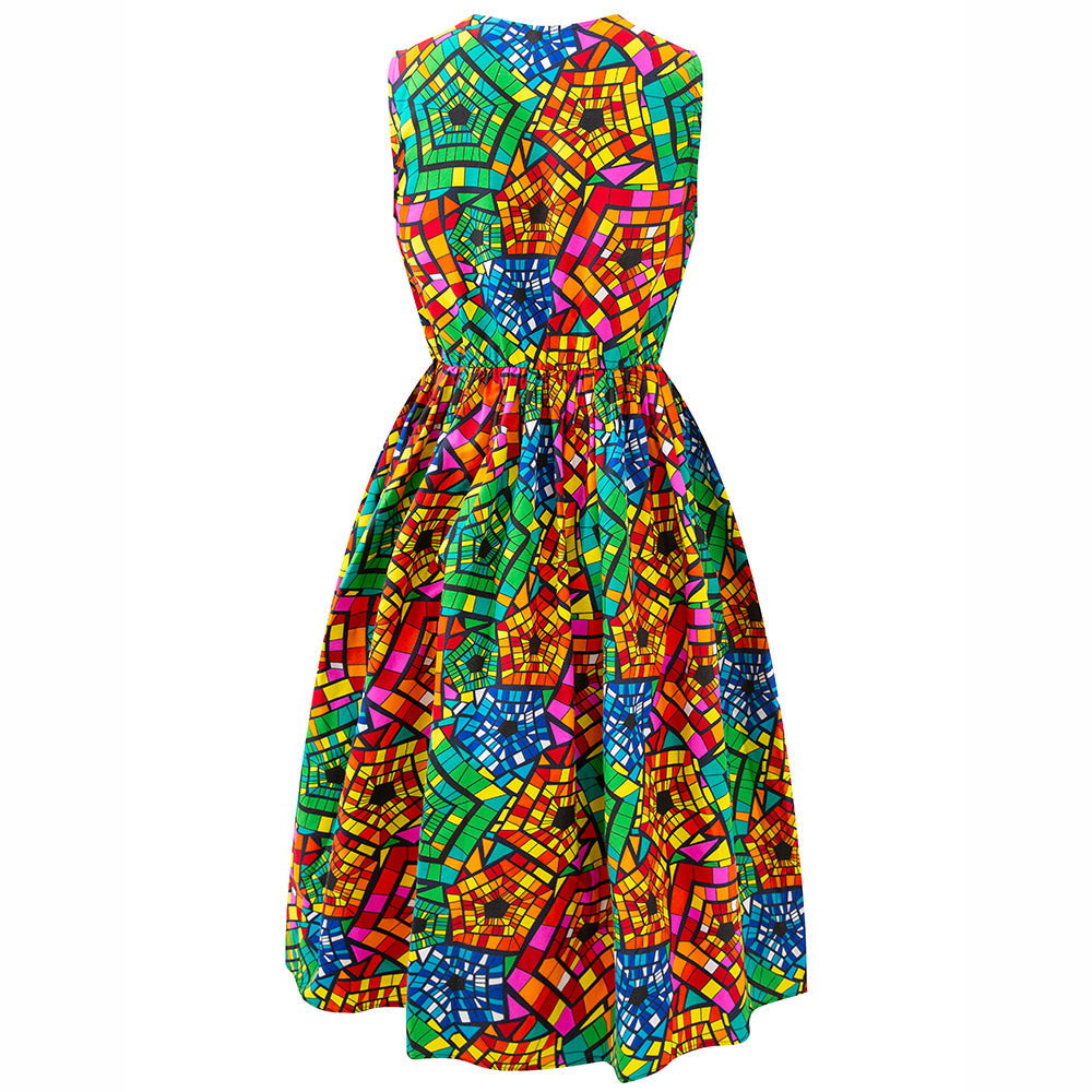 African Ankara Print Sleeveless Dresses