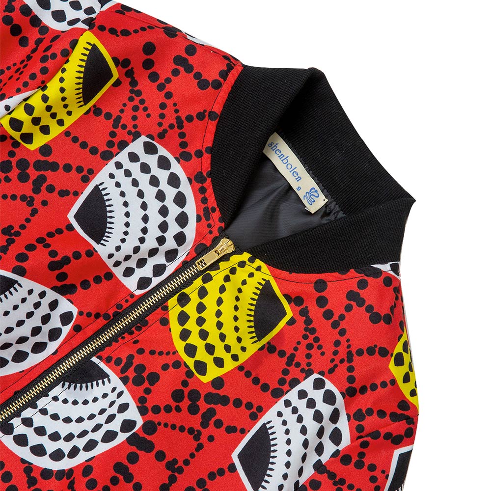 African Print Long Sleeve Bomber Jacket