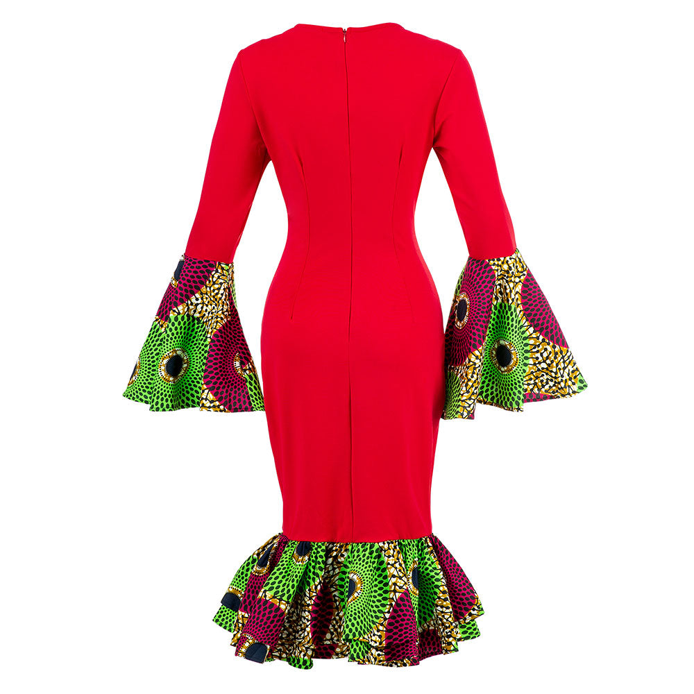 African Print Long Sleeves Dress