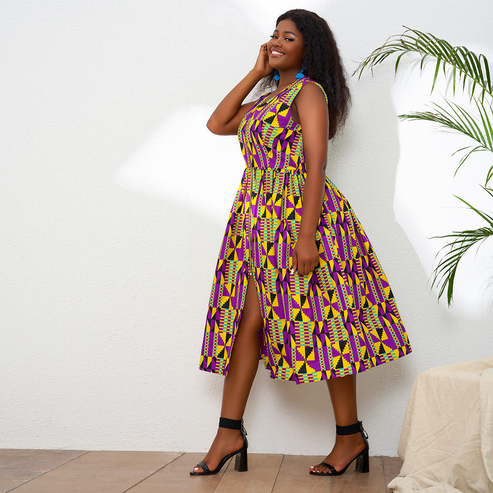 African Kente Print Sleeveless Dresses