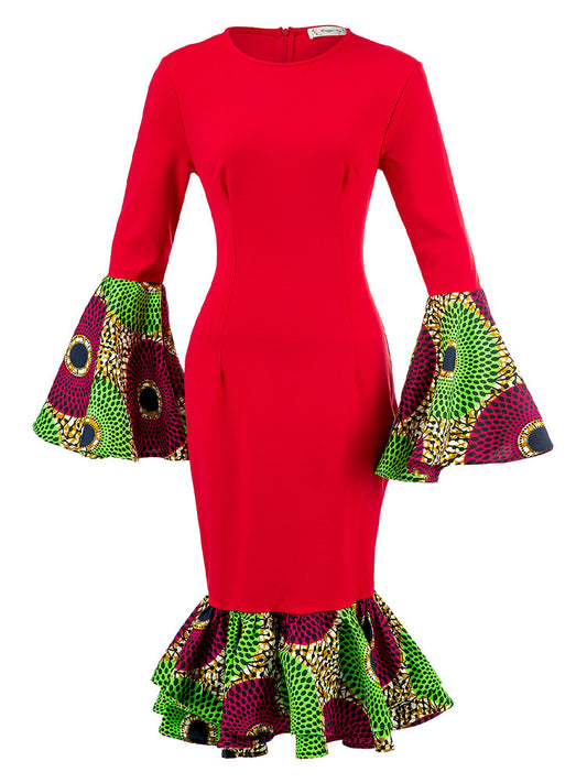 African Print Long Sleeves Dress