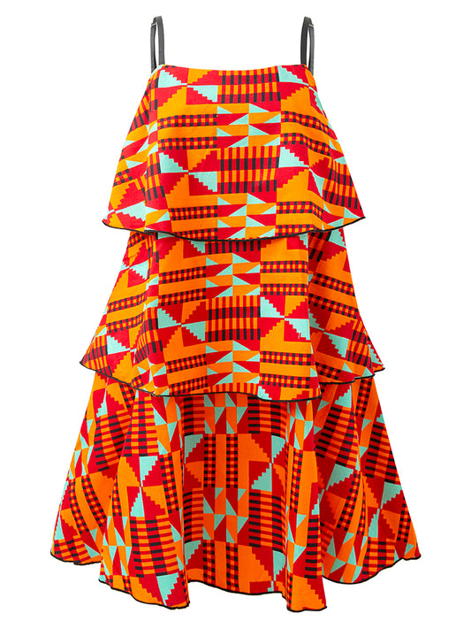 African Wax Prints Sleeveless Plus Size Dress