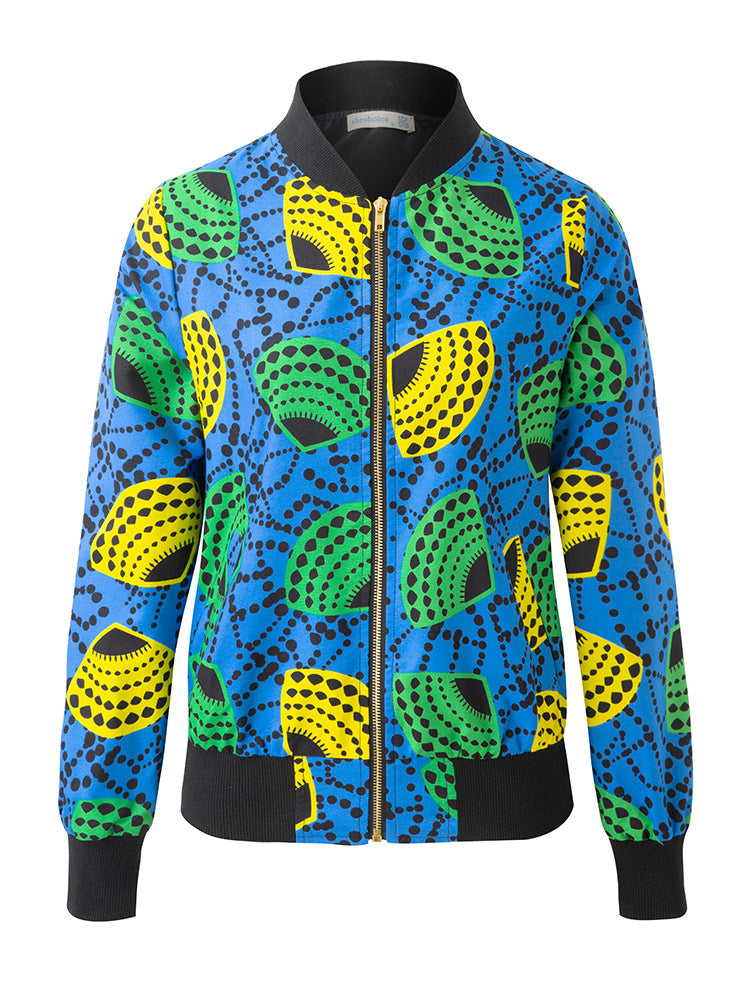 African Ankara Print Blue Jacket For unisex