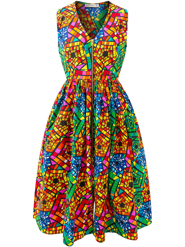 African Ankara Print Sleeveless Dresses