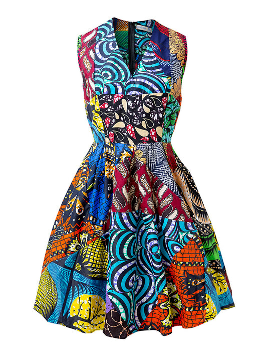 African Print Sleeveless Ankara Mix Dresses