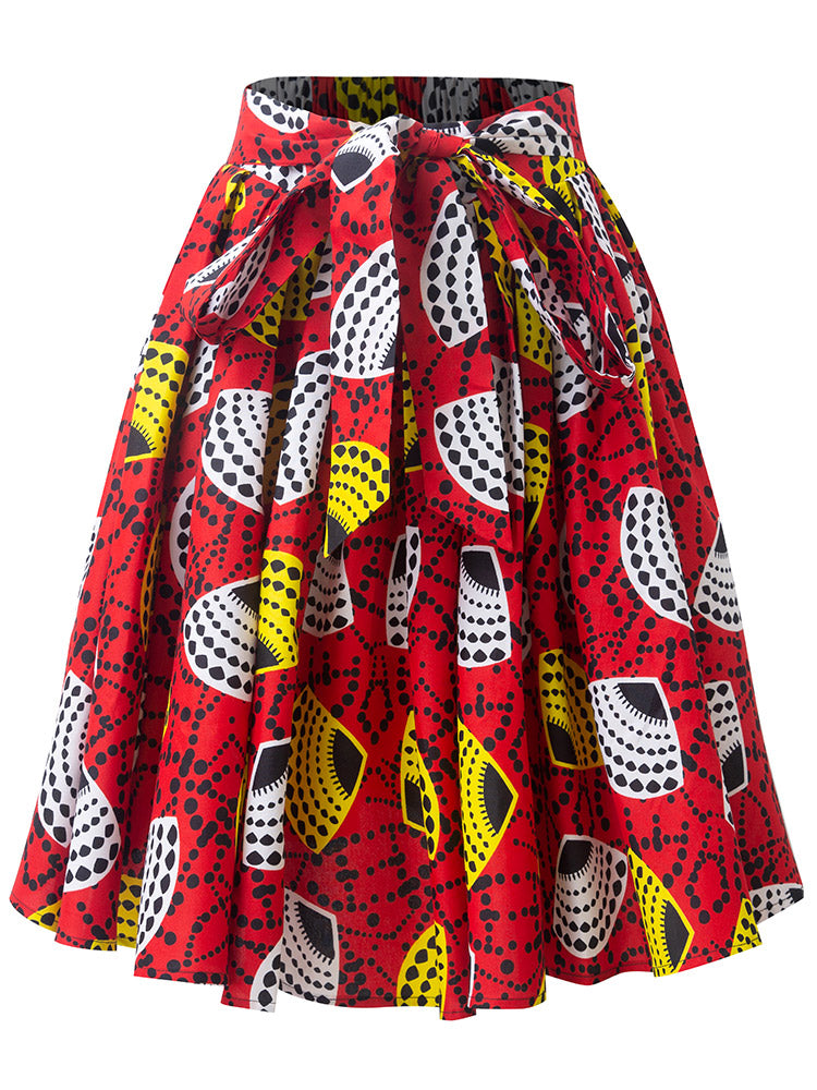 African Ankara Print Midi Skirt For Women