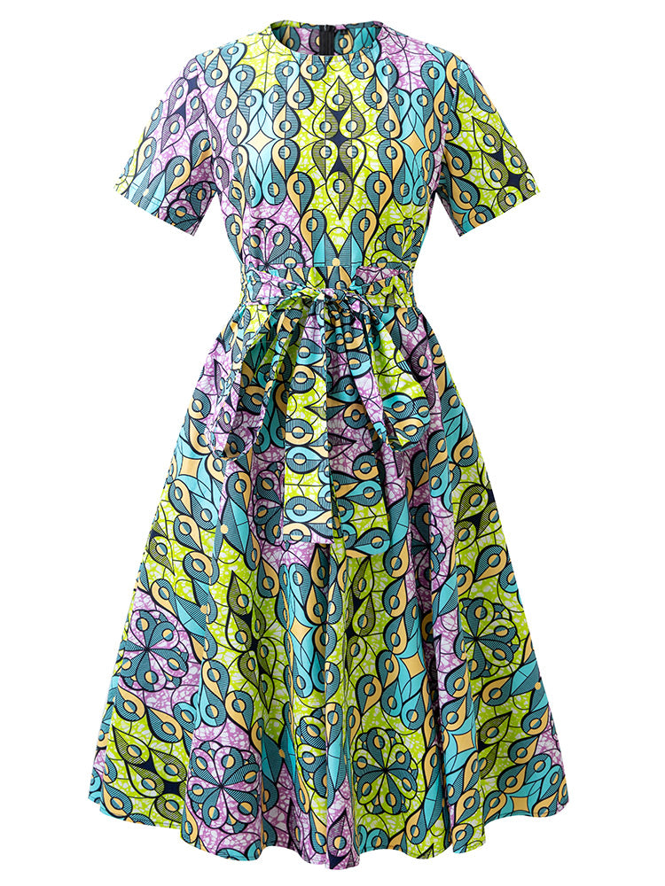 African Ankara Print Midi Dress