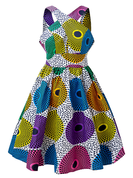 African Wax Prints Sleeveless Dress For Women