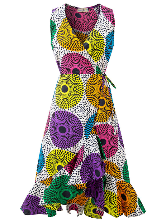 African Wrap Dress Ankara Print Sleeveless