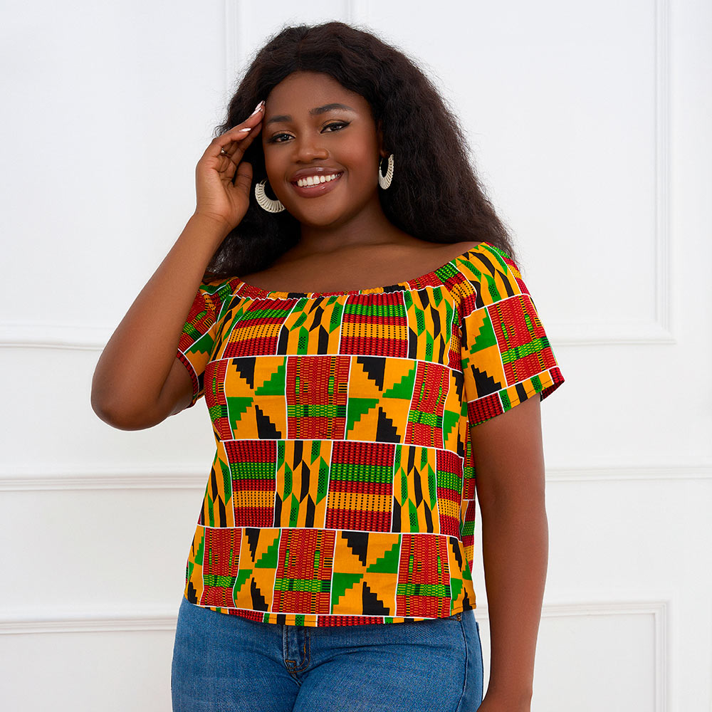 African Fashion Kente Print Blouse For Women