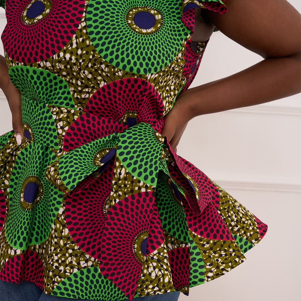 African Green Ankara Print Blouse For Women