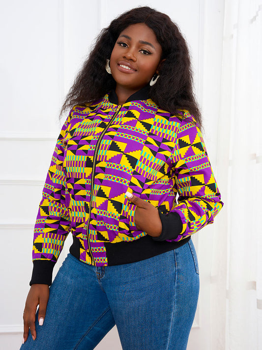 African Ankara Print Bomber Jacket