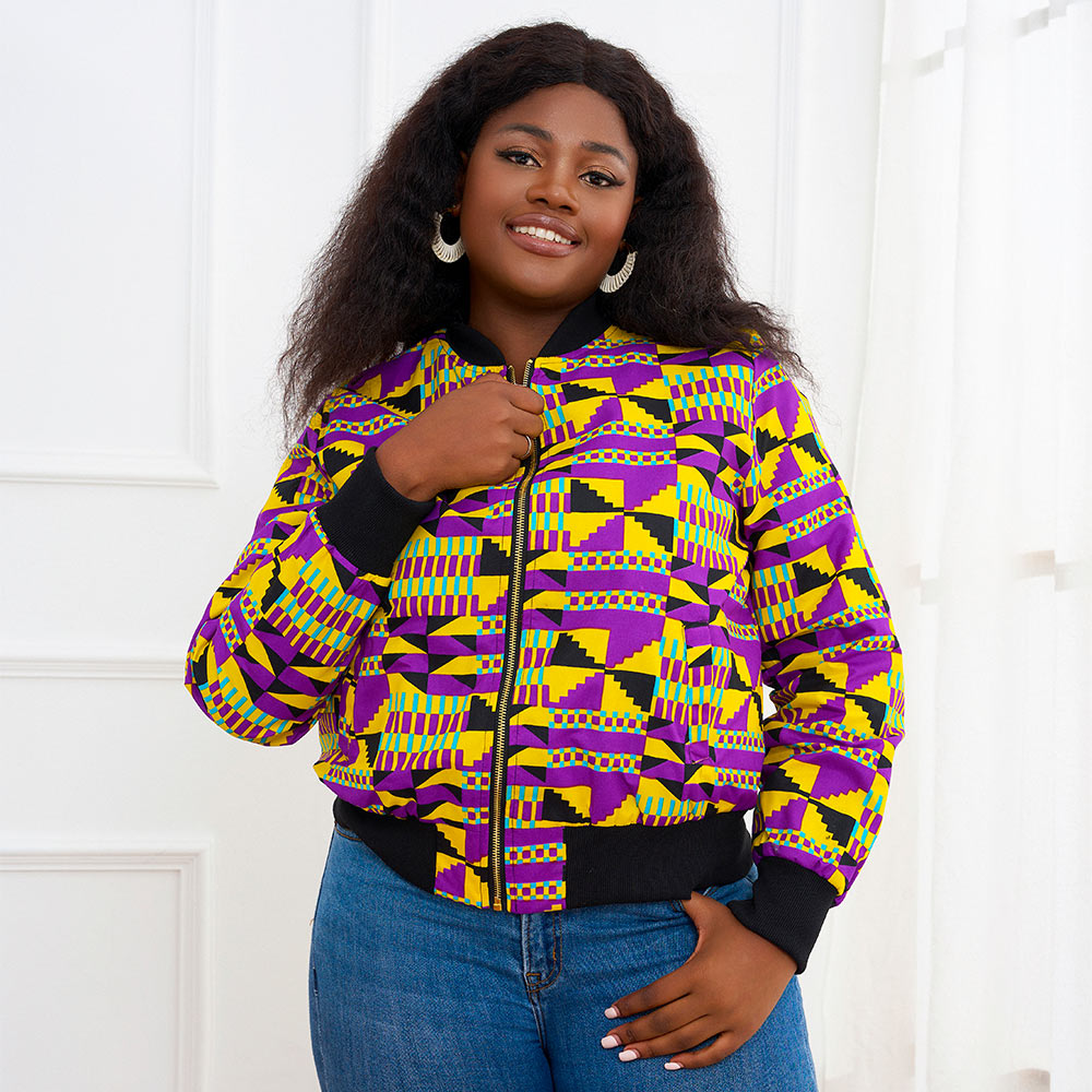 African Ankara Print Bomber Jacket