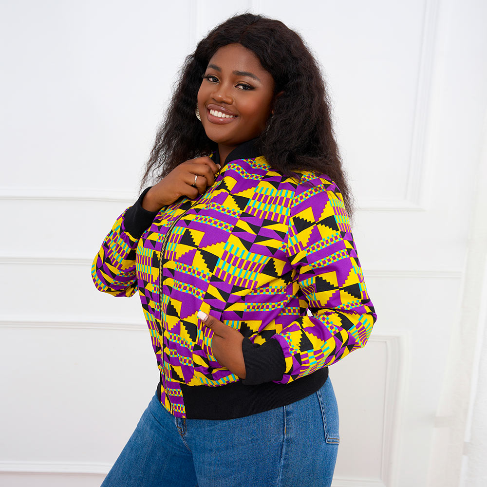 African Ankara Print Bomber Jacket