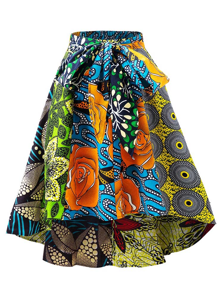 African Ankara Random Mix Wax Print Skirt