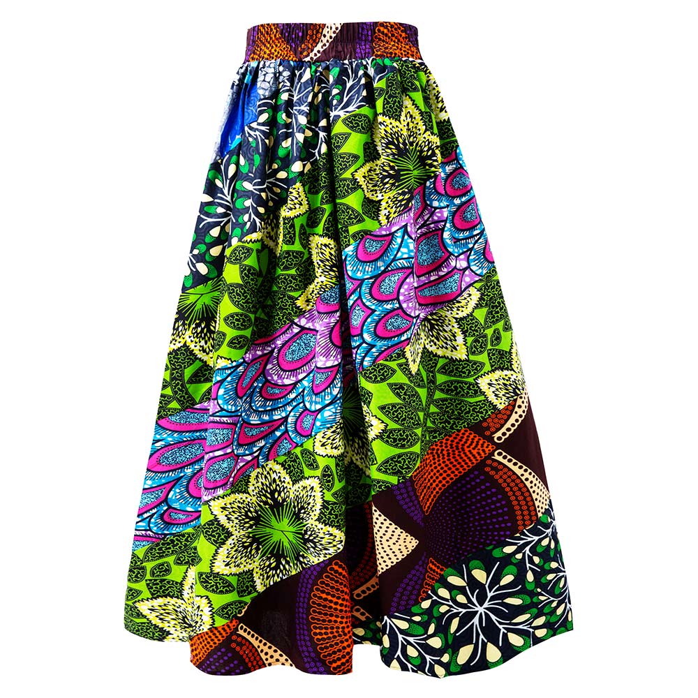 African Mix Wax Print Maxi Skirt For Women