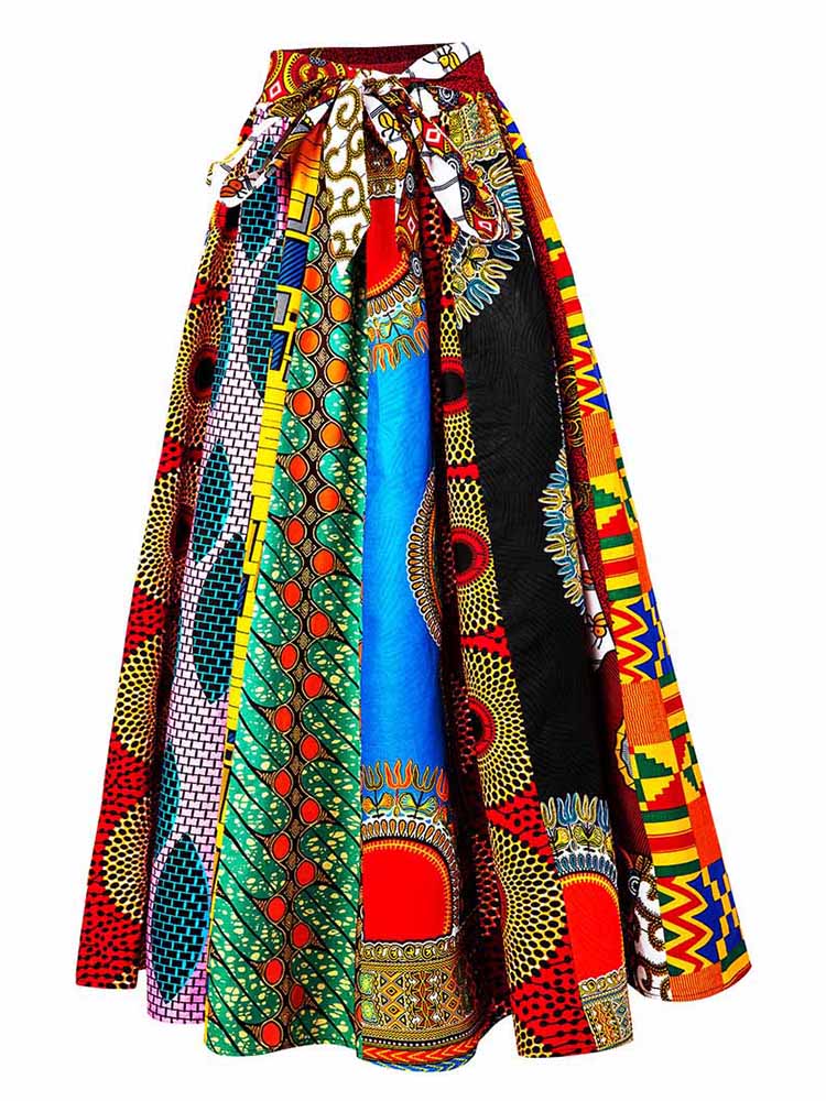 African Maxi Skirt Ankara Tradition Long Skirts One Szie