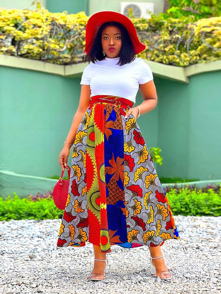 African Maxi Skirt Ankara Tradition Long Skirts One Szie