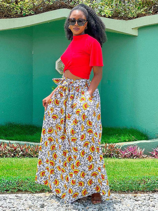 African Print Wax Maxi Skirt For Women