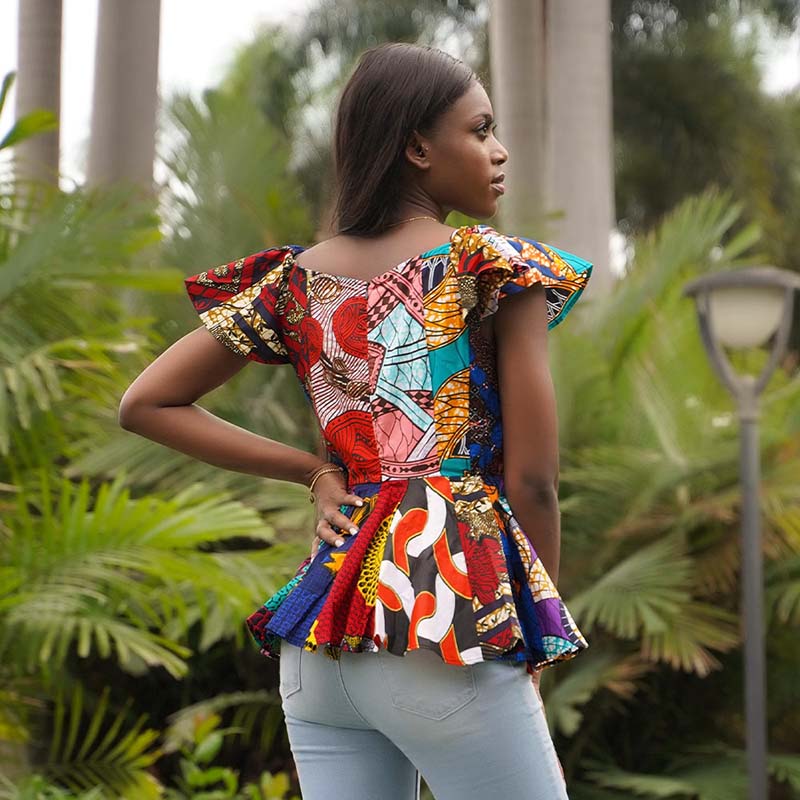 African Fashion Top Ankara Mix Sewing