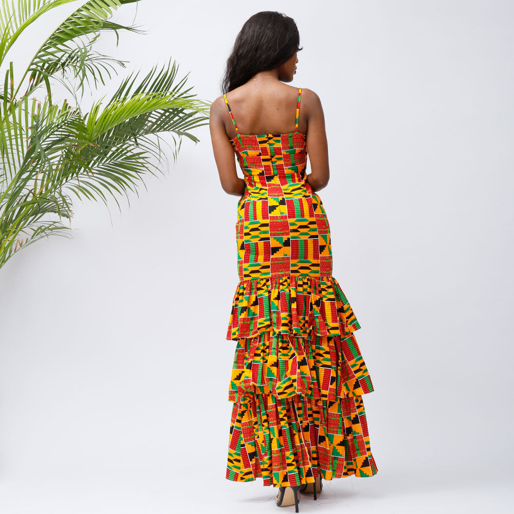 African Kente Layered Maxi Dresses