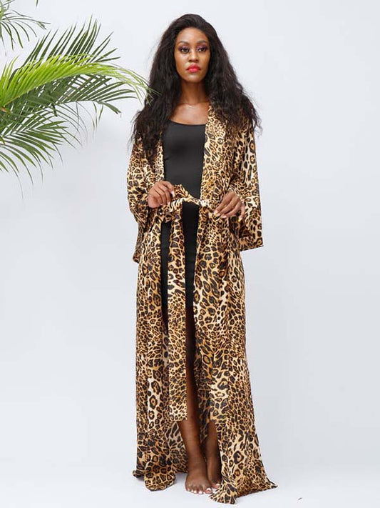 Women Long Kimono Sexy Leopard Print