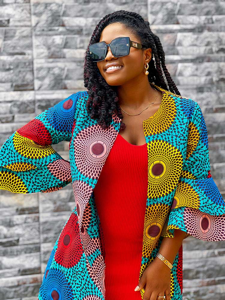 African Midi Jacket Ankara Print For Women