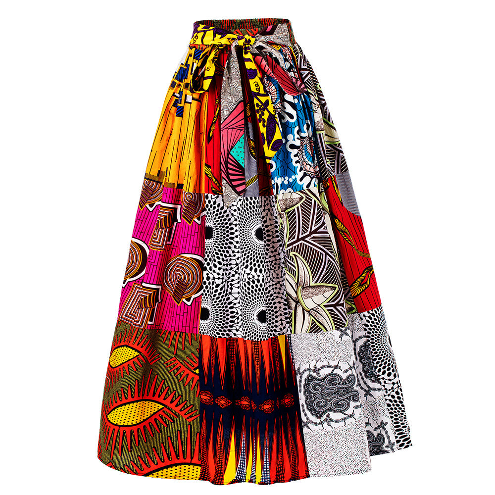 African Clothing Print Skirt Ankara Traditional Long Skirts One size - SHENBOLEN