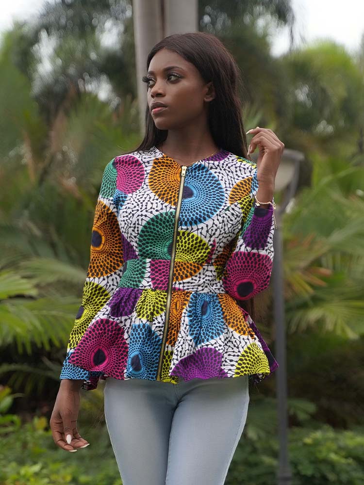 African Long Sleeves Top Ankara Print Shirt