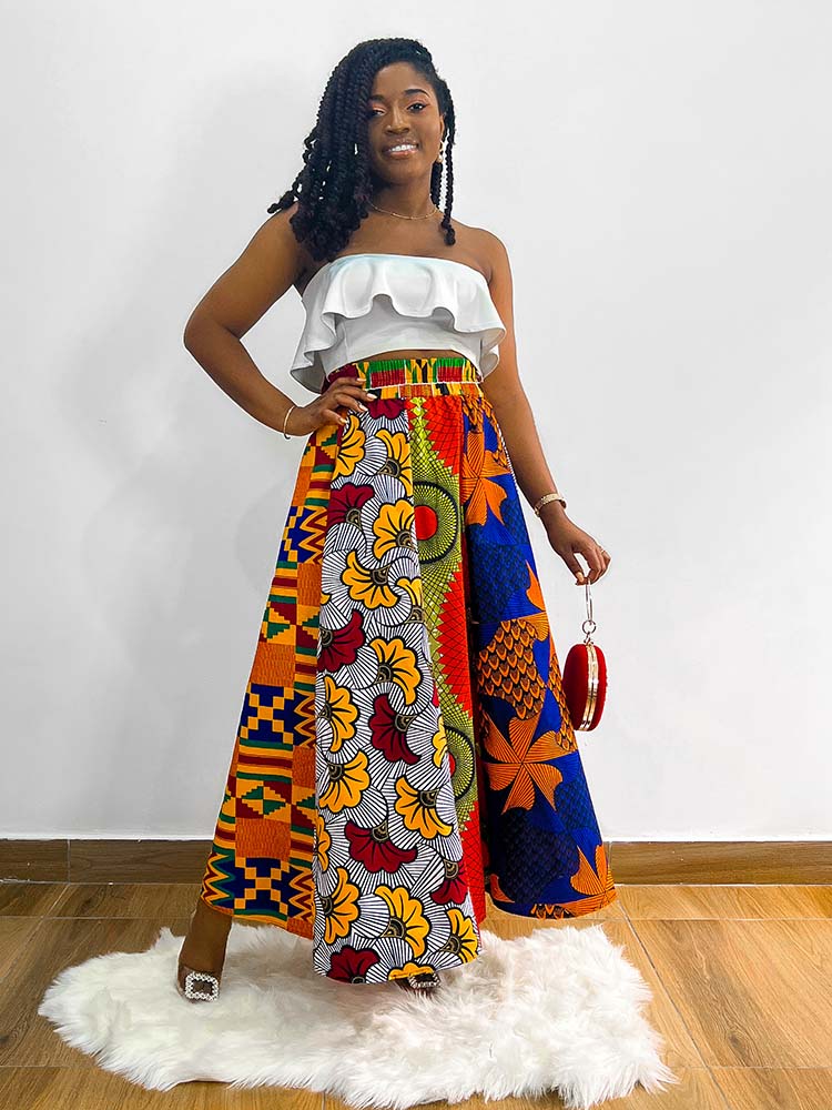 African Maxi Skirt Ankara Tradition Long Skirts One Szie