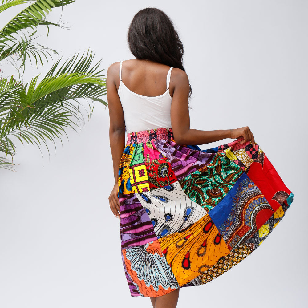 African Wax Printed Casual Women Skirt Wax Skirt Long Skirts with Pockets - SHENBOLEN