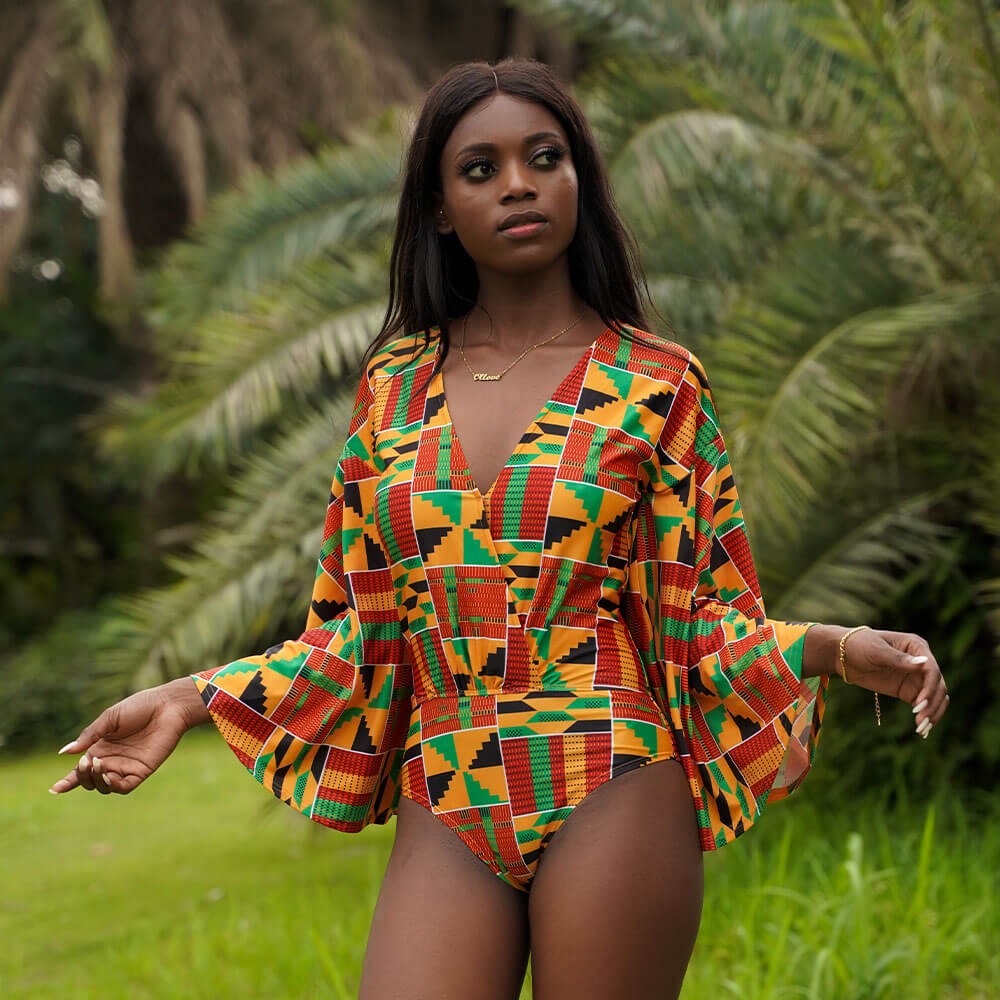 African Long Sleeve Swimwear Sexy Monokini