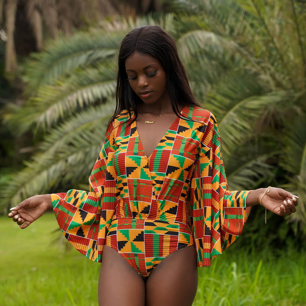 African Long Sleeve Swimwear Sexy Monokini