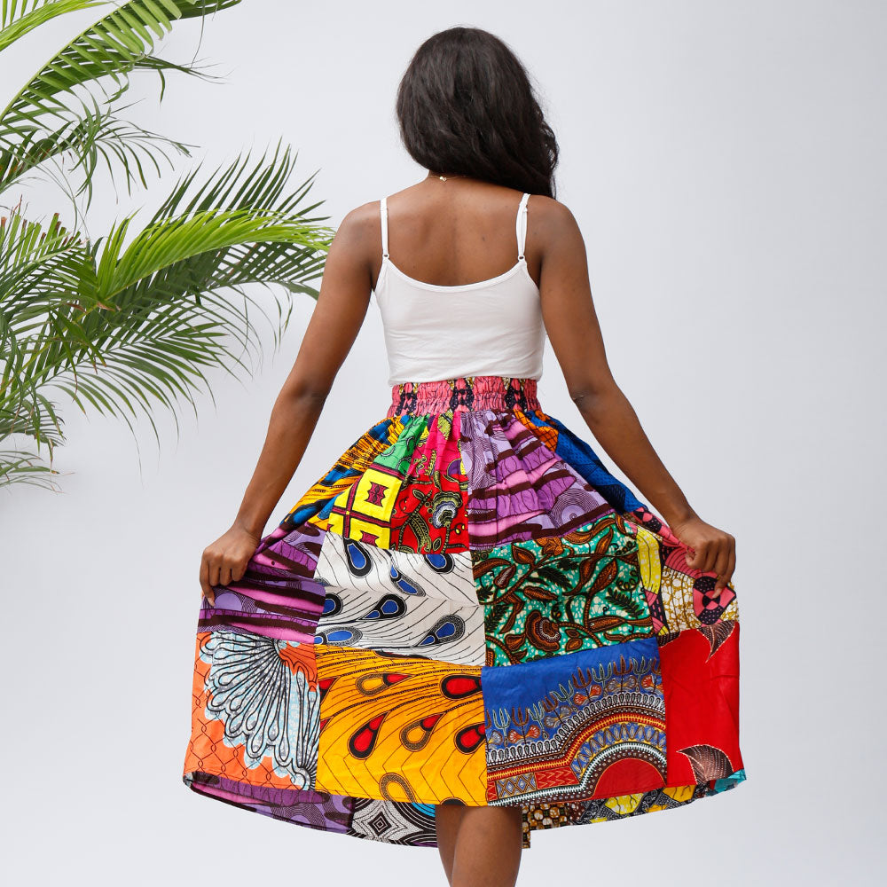 African Wax Printed Casual Women Skirt Wax Skirt Long Skirts with Pockets - SHENBOLEN